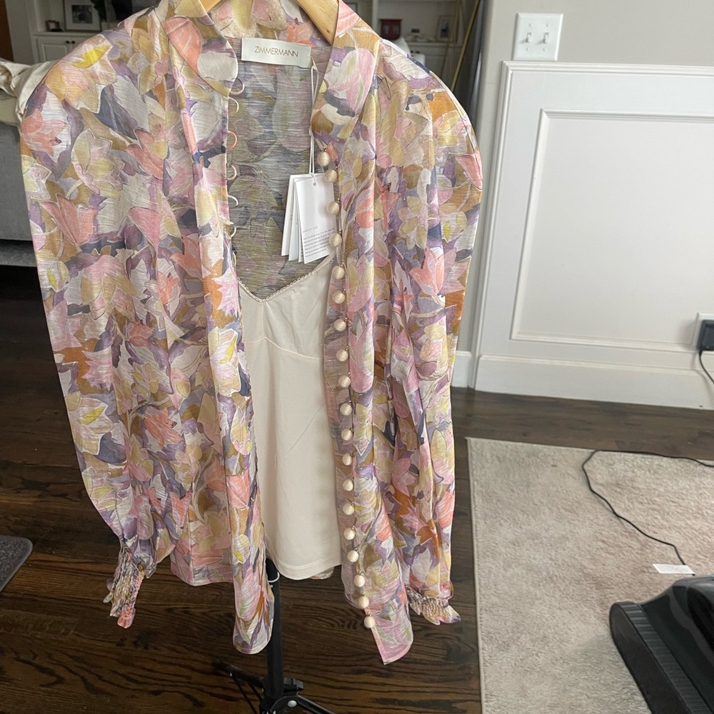 Zimmermann Illustration Buttoned Blouse with Camisole